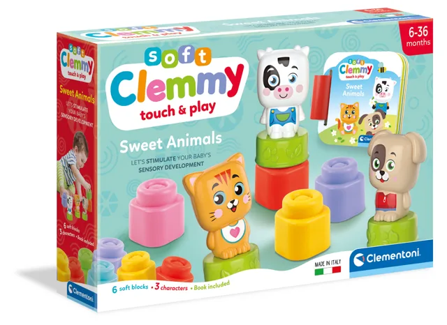 Clementoni Clemmy baby - kostičky s knížkou, roztomilá zvířátka