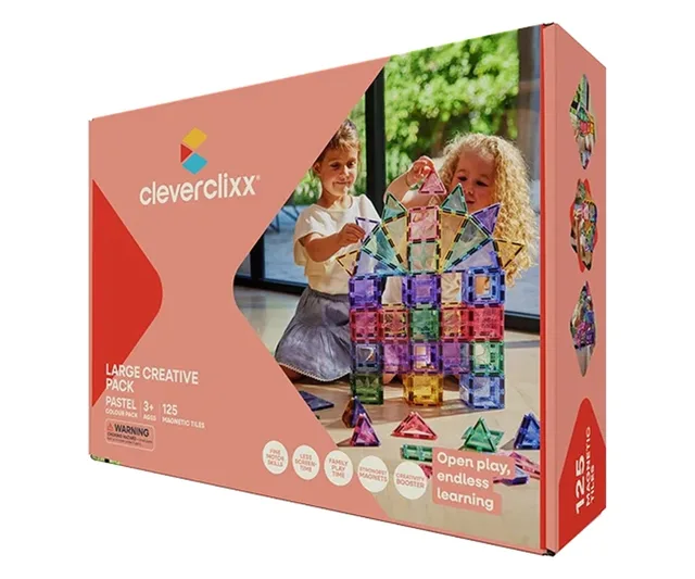 Cleverclixx Magnetická stavebnice Creative Pack Pastel - 125 ks