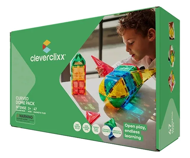 Cleverclixx Magnetická stavebnice Curved Dome Pack Intense - 47 ks