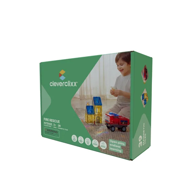 Cleverclixx Magnetická stavebnice Fire Rescue Pack Intense - 39 ks