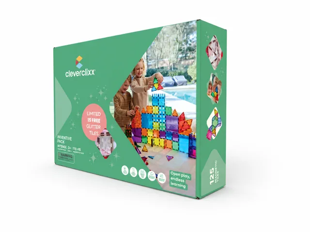 Cleverclixx Magnetická stavebnice Inventive Pack Intense - 110 ks + 15 ks zdarma