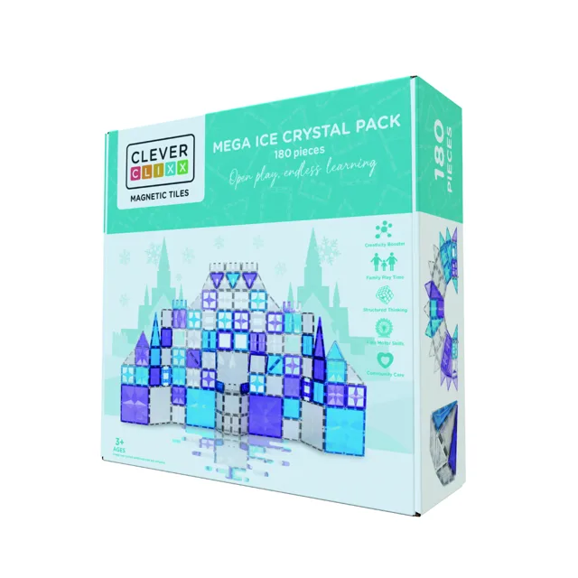 Cleverclixx Magnetická stavebnice - Mega Ice Crystal Pack - 180 dílků