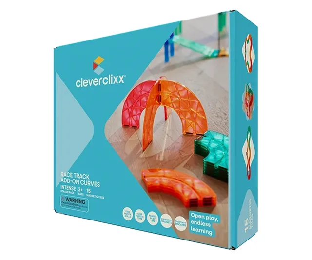 Cleverclixx Magnetická závodní dráha Intense - sada zatáček - 15 dílků
