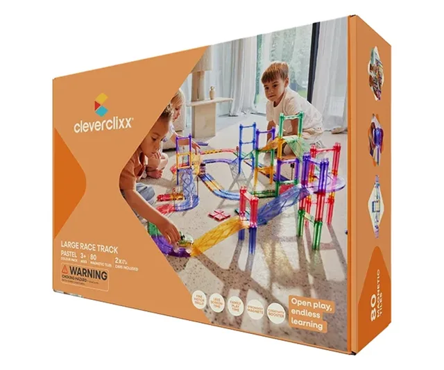 Cleverclixx Magnetická závodní dráha Pastel - 80 ks