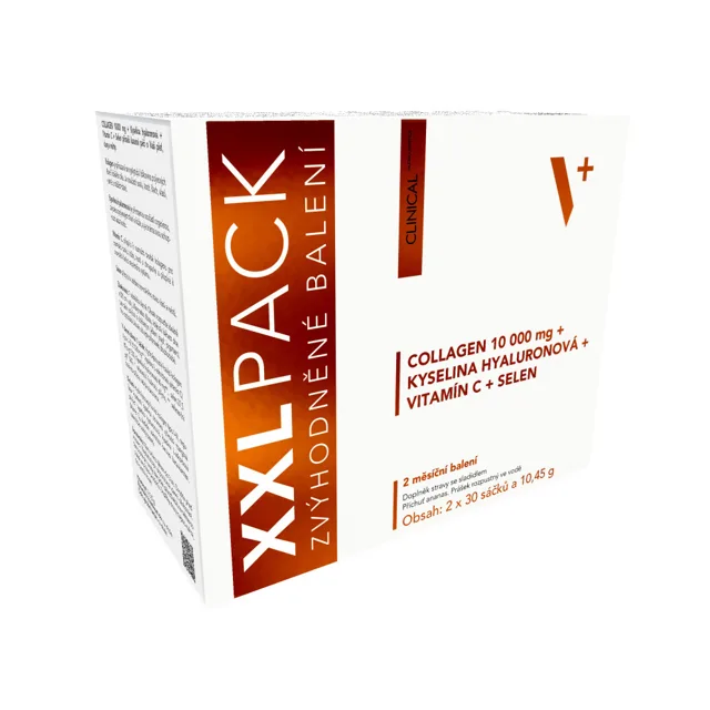Clinical Collagen 10 000 mg + kyselina hyaluronová + vit. C + selen XXL pack mango 2x30 sáčků