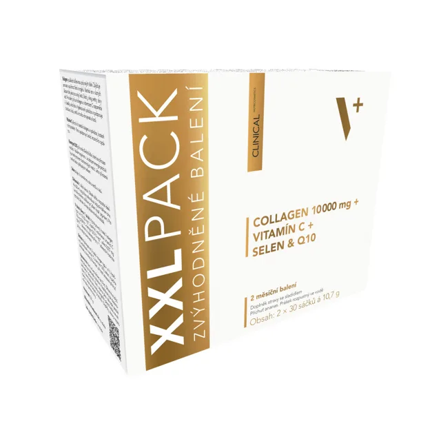 Clinical Collagen 10 000 mg + vitamín C + selen & Q10 XXL pack ananas 2x30 sáčků