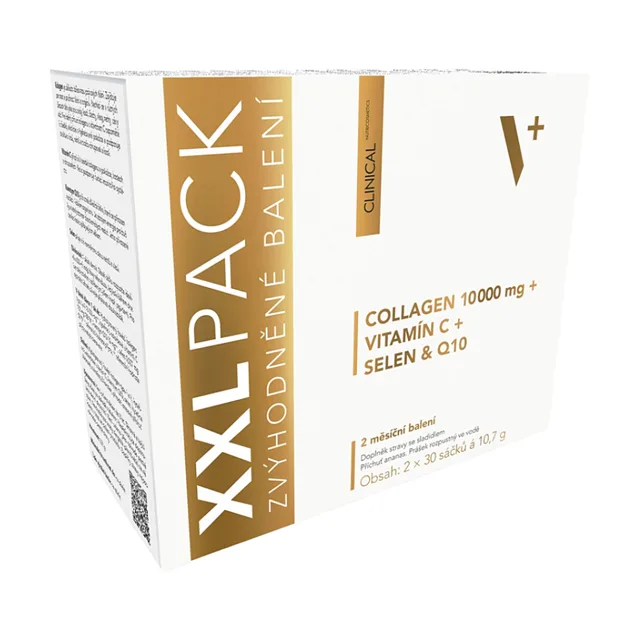 CLINICAL Collagen+vitamin C+selen & Q10 xxl pack ananas 2 x 30 sáčků