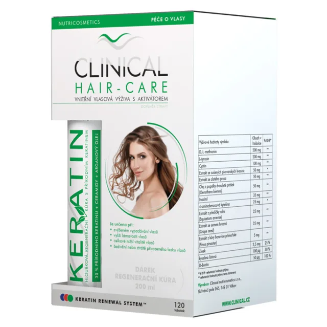 CLINICAL Hair-Care 120 tobolek + keratin 100 ml 4 MĚSÍČNÍ kúra