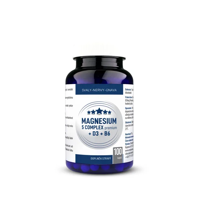 Clinical Magnesium 5 complex premium + D3 + B6 100 kapslí
