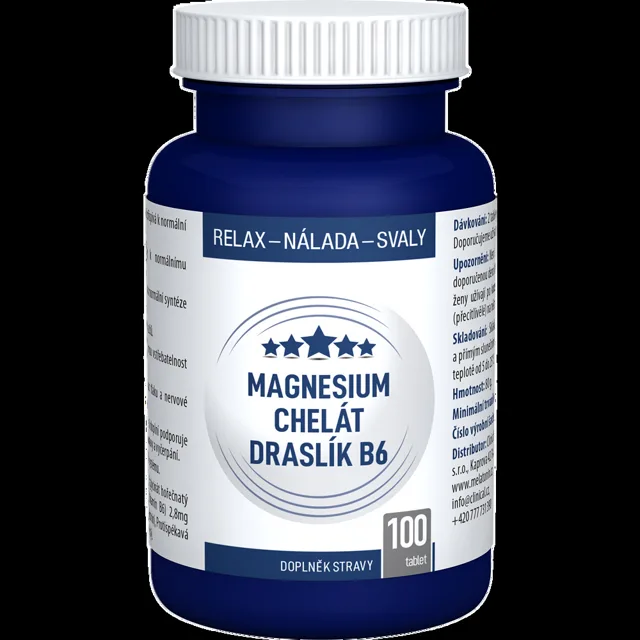 CLINICAL Magnesium chelát + Draslík B6 100 tablet