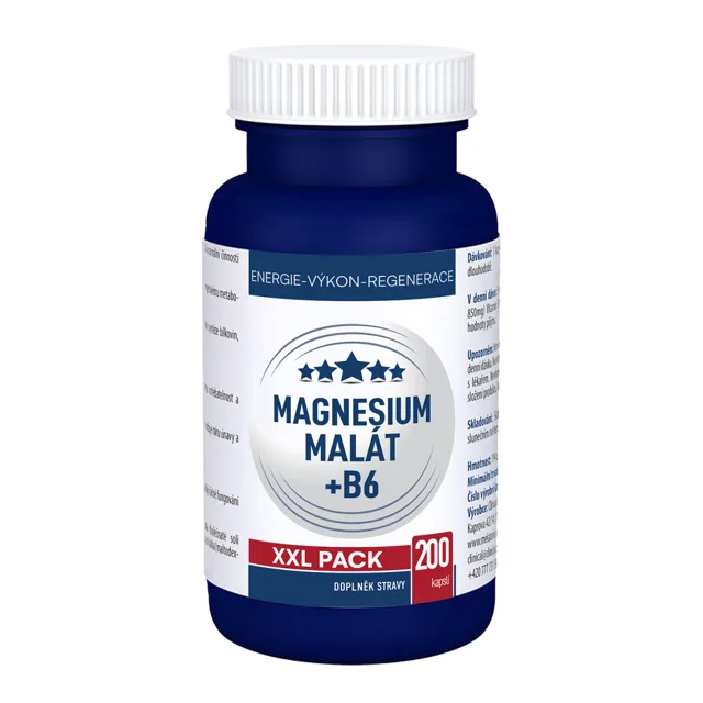 Clinical Magnesium malát + B6 XXL pack 200 kapslí