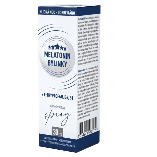 CLINICAL Melatonin bylinky + L-Tryptofan + B6 + B1 mátový spray 30 ml