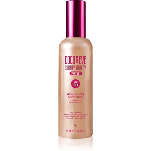 Coco & Eve Sunny Honey Highlighter Body SPF50 ochranné sérum s rozjasňujícím efektem SPF 50 150 ml