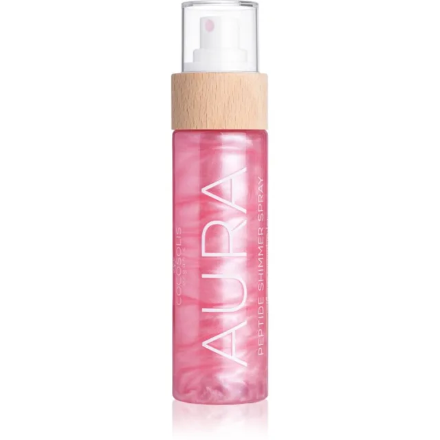 COCOSOLIS AURA Peptide Shimmer Spray hydratační sprej s rozjasňujícím efektem s vůní jahodového cheesecaku 100 ml