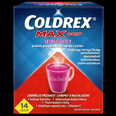 COLDREX MAXGRIP LESNÍ OVOCE POR 1000MG/10MG/70MG POR PLV SOL SCC 14 II