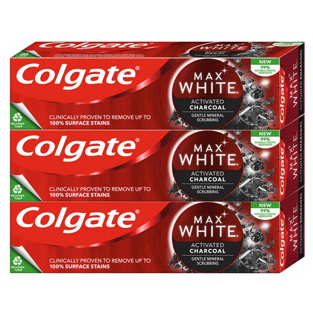 COLGATE Zubní pasta Max White Charcoal  3 x 75 ml