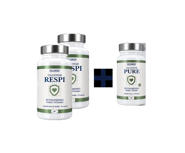 COLLAMEDIC Colostrum Respi pastilky – 2 x 90 ks + 30 ks Pure colostra ZDARMA