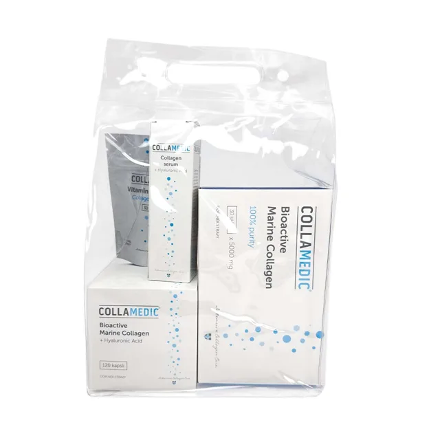 Collamedic sada 3v1 – kolagen nápoj 5000 mg, 30 ks + kapsle s kyselinou hyaluronovou, 120 ks + kolagenové sérum, 50 ml + ZDARMA vitamín C, 30 ks