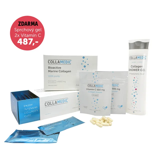 Collamedic set – kolagen nápoj 5000 mg, 60 sáčků + ZDARMA sprchový gel, 300 ml