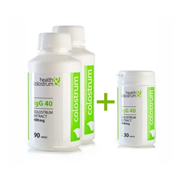 Colostrum kapsle IgG 40 (400 mg) – sada 2 x 90 ks + 30 ks ZDARMA
