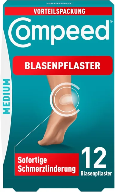 Compeed střední náplasti na puchýře, 12 hydrokoloidních náplastí, ošetření nohou