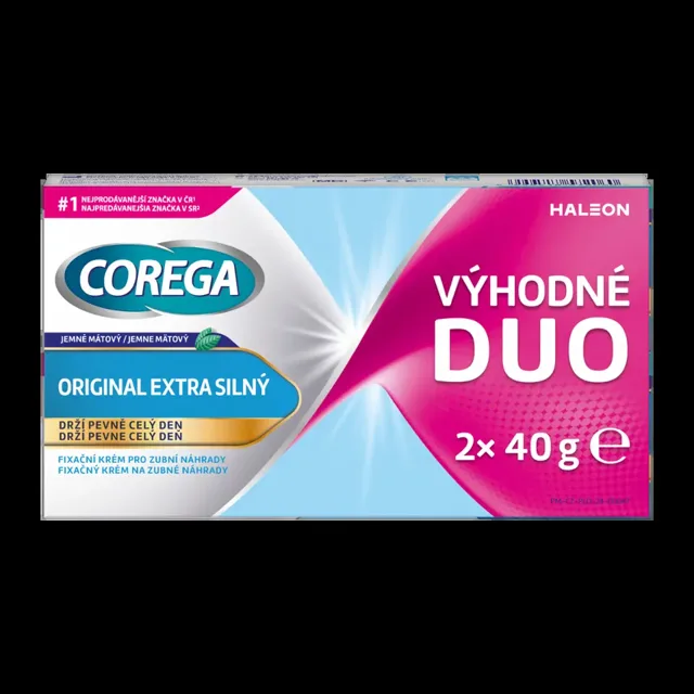 Corega Fixační krém pro zubní náhrady Original extra silný 2x 40 g 80 g