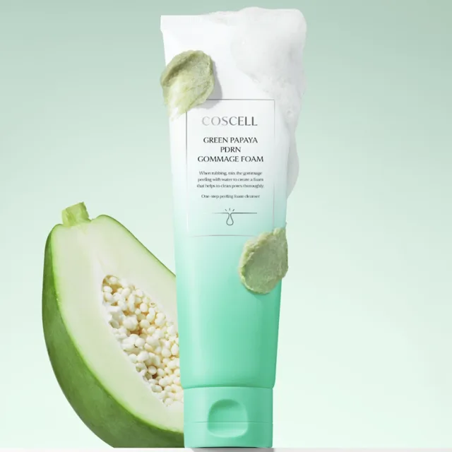 COSCELL - Green Papaya PDRN Gommage Foam - Exfoliační čistící pěna s papájovým enzymem - 120 g