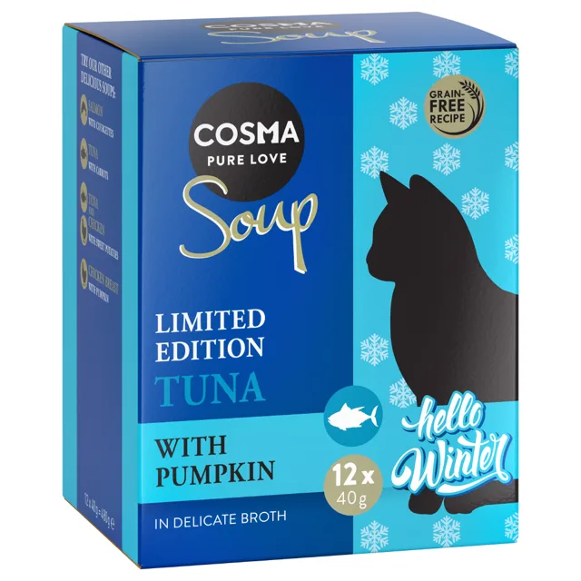 Cosma krmivo / snacky zimní edice - 10 % sleva - Tuňák s lososem & baby mušle  vánoční edice 4 x 50 g