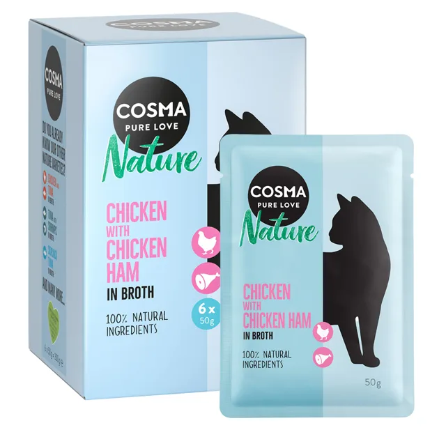 Cosma Nature kapsičky 6 x 50 g  - kuře & kuřecí šunka