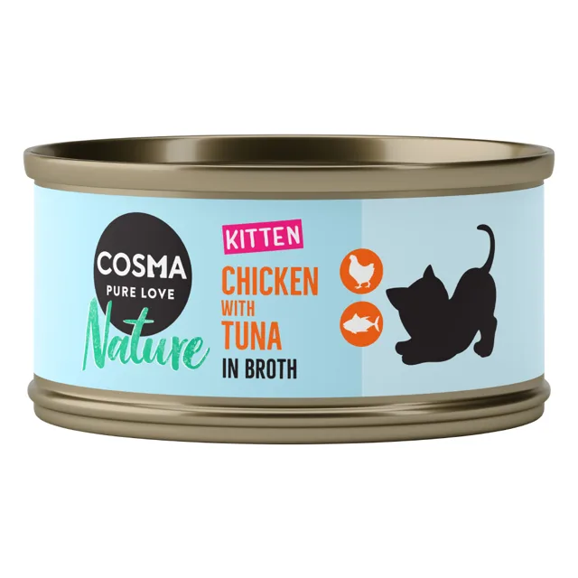 Cosma Nature Kitten 6 x 70 g - s kuřecím masem a tuňákem