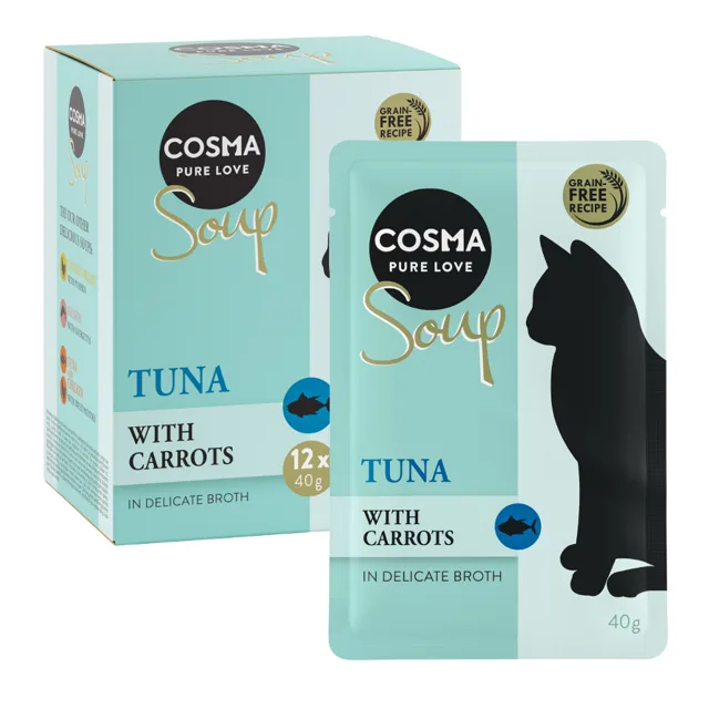 Cosma Soup 12 x 40 g  - Kuřecí prsa a losos s cuketou a mrkví