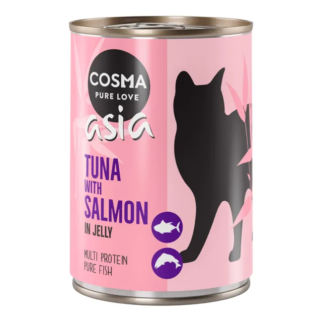 Cosma Thai/Asia v želé 6 x 400 g - Tuňák s lososem v želé