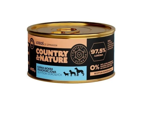 COUNTRY&amp;NATURE s lososem a špenátem 410 g