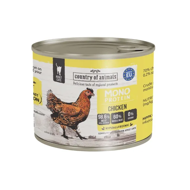 COUNTRY OF ANIMALS Cat Monoprotein Chicken 200g kuřecí, krmivo pro kočky