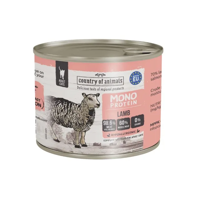 COUNTRY OF ANIMALS Cat Monoprotein Lamb 200g jehněčí, krmivo pro kočky