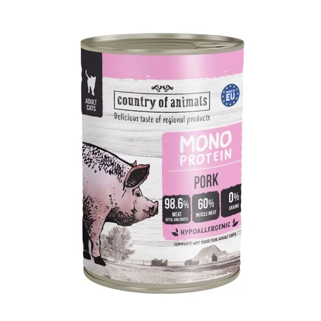 COUNTRY OF ANIMALS Cat Monoprotein Pork 400g vepřové maso, krmivo pro kočky