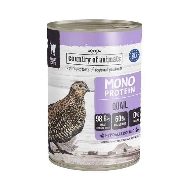 COUNTRY OF ANIMALS Cat Monoprotein Quail 400g křepelka, krmivo pro kočky