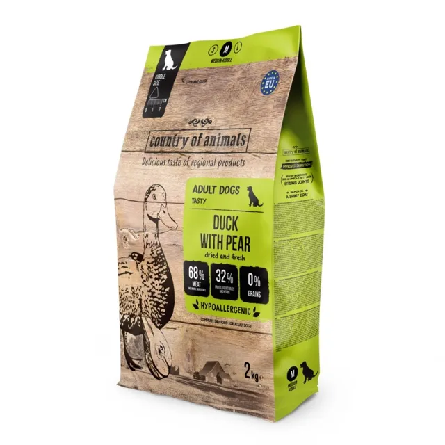COUNTRY OF ANIMALS Dog Duck with Pear M 2 kg kachna s hruškou, krmivo pro psy