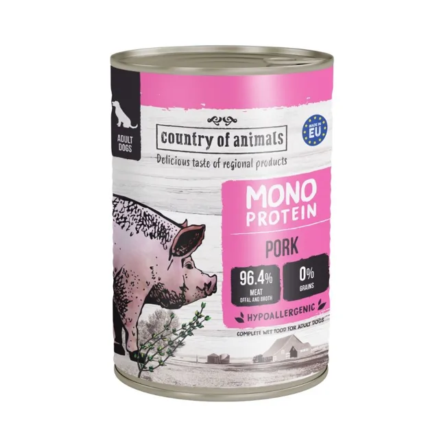 COUNTRY OF ANIMALS Dog Monoprotein Pork 400g vepřové maso, konzerva pro psy