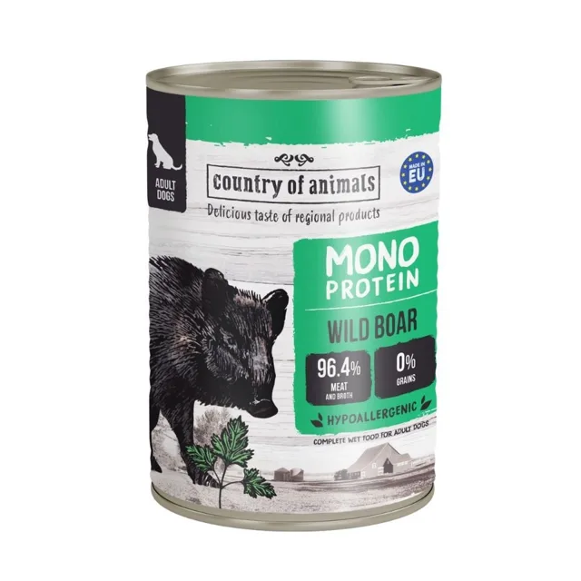 COUNTRY OF ANIMALS Dog Monoprotein Wild Boar 400g divočák, konzerva pro psy