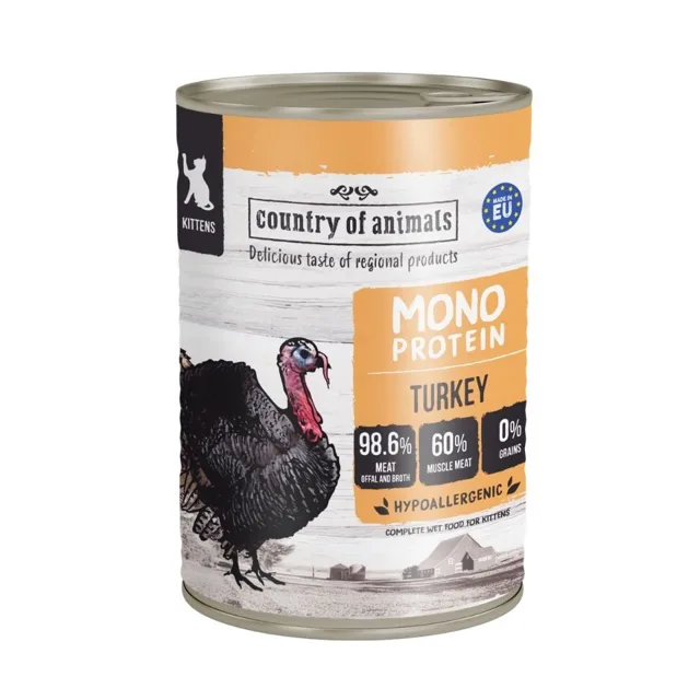 COUNTRY OF ANIMALS Kittens Monoprotein Turkey 400g krůtí, mokrá krmiva pro koťata