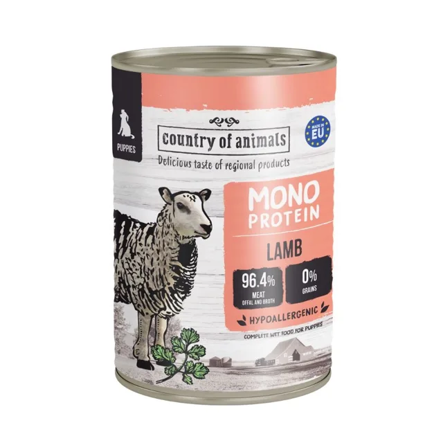 COUNTRY OF ANIMALS Puppies Monoprotein Lamb 400g jehněčí, konzerva pro štěňata
