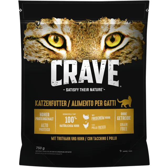 Crave Adult Cat s kuřetem & krocanem - 750 g