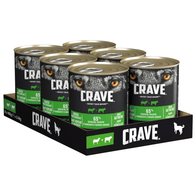 Crave Adult krmivo pro psy 6 x 400 g - jehněčí a hovězí