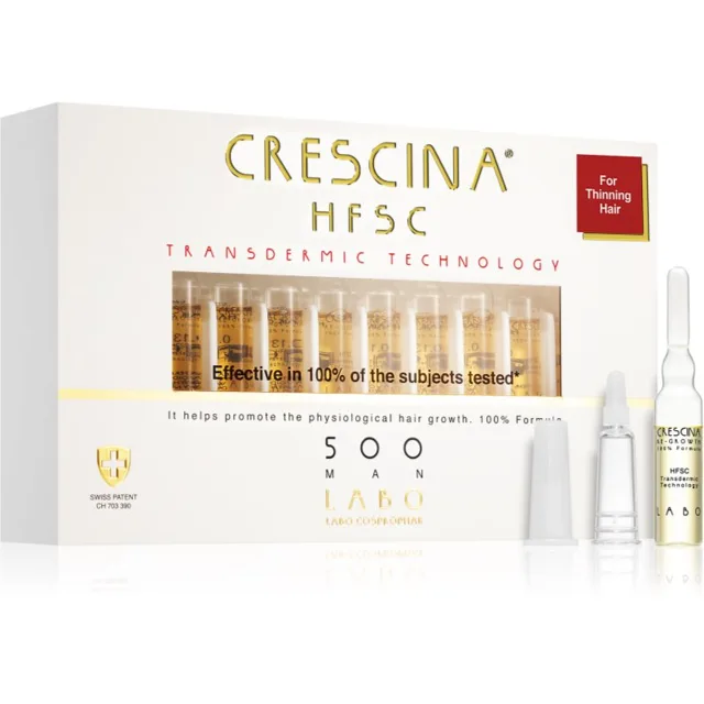 Crescina Transdermic 500 Re-Growth péče pro podporu růstu vlasů pro muže 20x3.5 ml