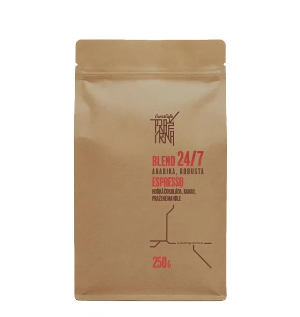 CrossCafe Pražírna Blend 24/7 70% Arabica 30% Robusta zrnková káva 250 g