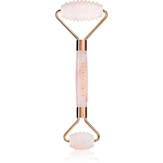 Crystallove Rose Quartz 3D Teeth Roller masážní váleček na obličej 1 ks