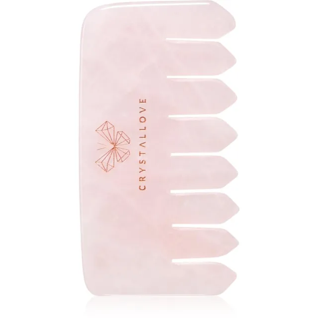 Crystallove Rose Quartz Comb masážní pomůcka na vlasy a tělo 1 ks