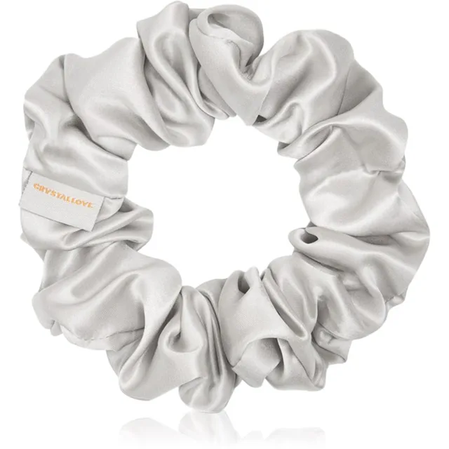Crystallove Silk Scrunchie hedvábná gumička do vlasů Silver 1 ks
