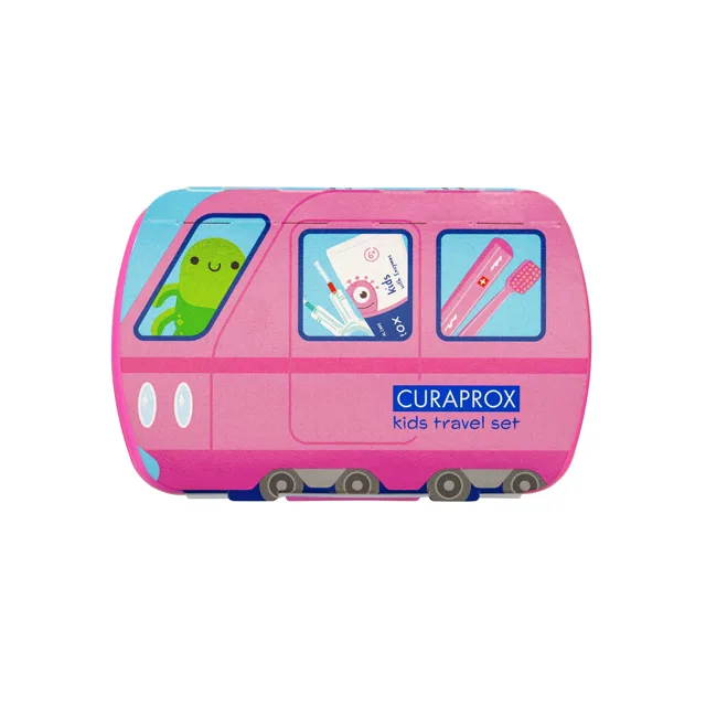 Curaprox Cestovní sada Travel Set Kids růžový
